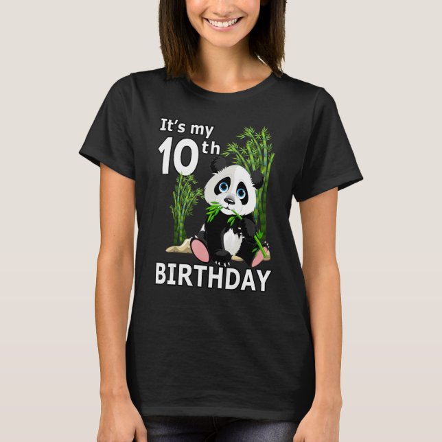 10th Birthday  10 Years Old Party Animal Panda  8 T-Shirt (Front)