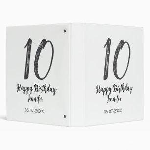 10th birthday add name date year black template go binder