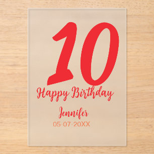 10th birthday add name date year red template 
