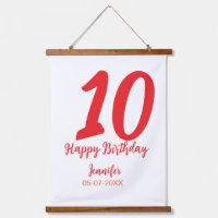 10th birthday add name date year red template 