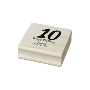 10th birthday add name date year red template  rubber stamp