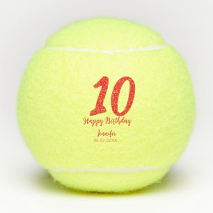 10th birthday add name date year red template  tennis balls