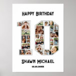 10th Birthday Anniversary Number 10 Photo Collage Poster<br><div class="desc">Celebrate 10th birthday or wedding anniversary with this printable photo collage. Choose your favourite photos for display. Customize the name, text and date to fit your occasion. This will be a lovely keepsake with personalized message to look back on with family and friends. If you need any other number as...</div>