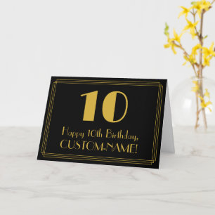 10th Birthday: Art Deco Inspired Look "10" + Name Card