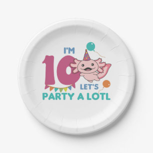 10th Birthday Axolotl Ten Year Old Sweet Axolotls Paper Plate