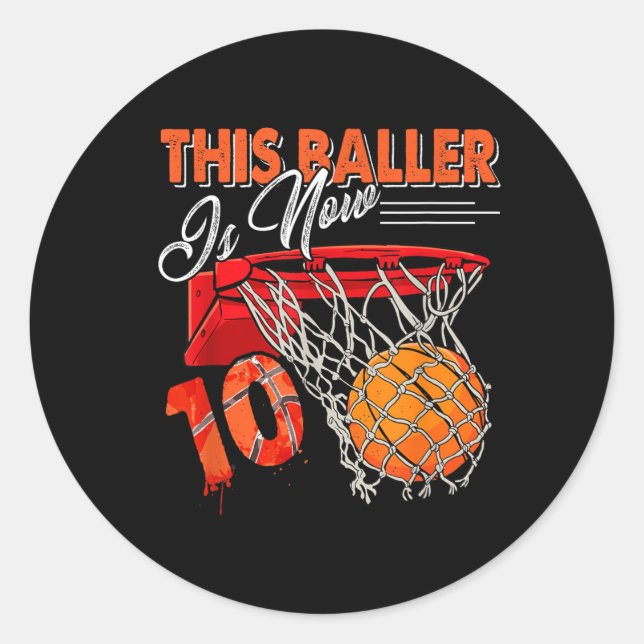 10th Birthday Basball Classic Round Sticker (Front)