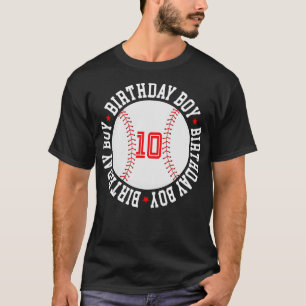 10th Birthday Baseball Big Number Ten 10 Year Old T-Shirt