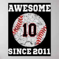 10th Birthday Baseball Lover Gift 10 Years Old Vin