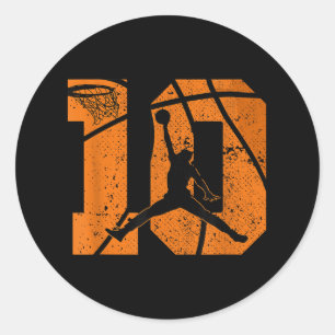 10th Birthday Basketball 10 Yr Bday Party 10yr Ten Classic Round Sticker