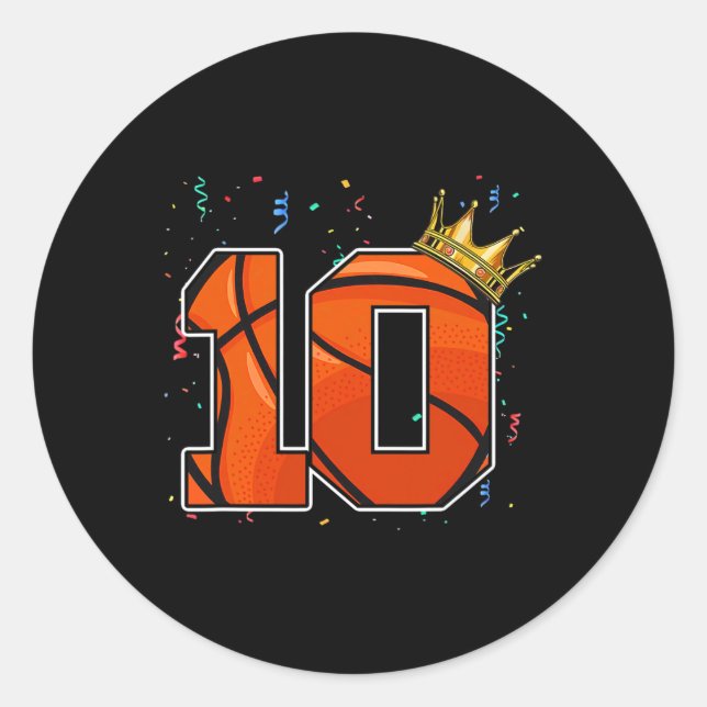 10th Birthday Basketball Big Number 10 Year Old Bo Classic Round Sticker (Front)