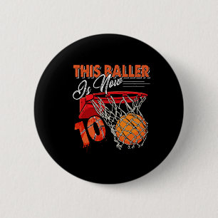 10th Birthday Basketball  Fun 10 Years Old Kids Gi 2 Inch Round Button