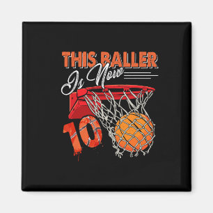 10th Birthday Basketball Fun 10 Years Old Kids Gi Magnet