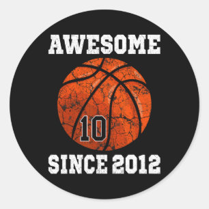 10th Birthday Basketball Player 10 Years Old Vinta Classic Round Sticker