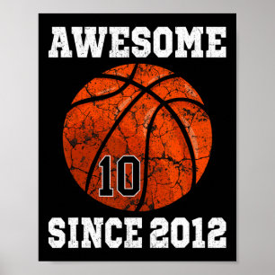 10th Birthday Basketball Player 10 Years Old Vinta Poster