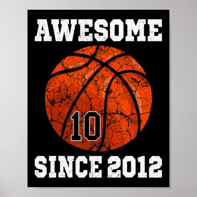 10th Birthday Basketball Player 10 Years Old Vinta Poster (Front)