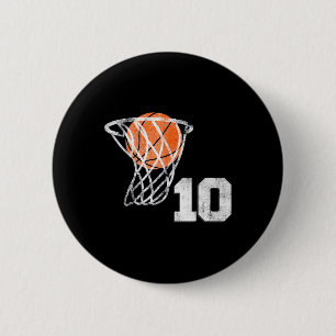 10th Birthday Basketball Ten 10 Years Old Boys Kid 2 Inch Round Button
