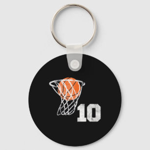 10th Birthday Basketball Ten 10 Years Old Boys Kid Keychain