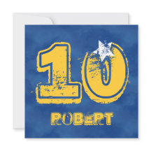 10th Birthday Blue and Gold Modern Grunge G10