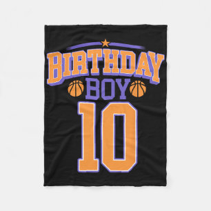10th Birthday Boy Bysketbyll Lover 10 Years Old Bd Fleece Blanket