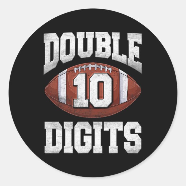 10th Birthday Boy Double Digits 10 Year Old Footba Classic Round Sticker (Front)