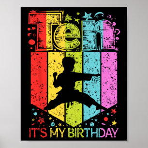 10th Birthday Boy Girl 10 Year Old Karate Birthday Poster