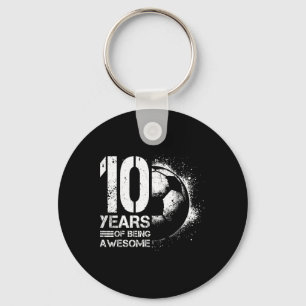 10th Birthday Boy Girl Soccer Player Football 10 Y Keychain