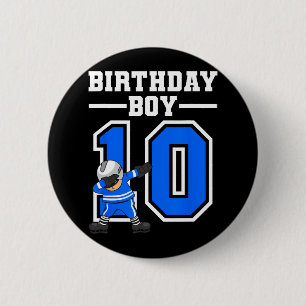 10th Birthday Boy Ice Hockey Kids 10 Years Old Par 2 Inch Round Button