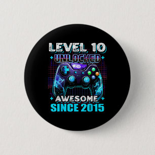 10th Birthday Boy Level 10 Gamer 10 Year Video Gam 2 Inch Round Button
