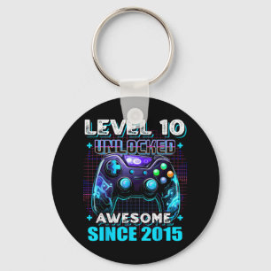 10th Birthday Boy Level 10 Gamer 10 Year Video Gam Keychain