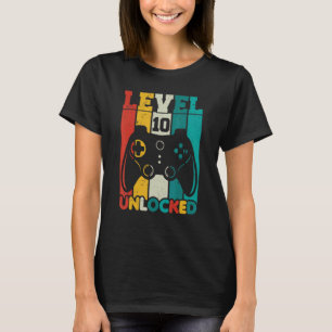 10th Birthday Boy Level 10 Unlocked 10 Year Old Vi T-Shirt