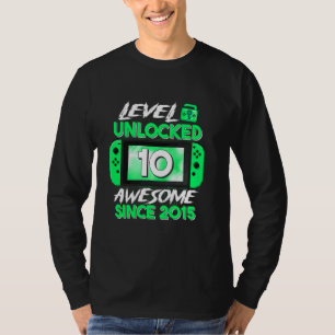 10th Birthday Boy Level 10 Unlocked Awesome 2015 V T-Shirt