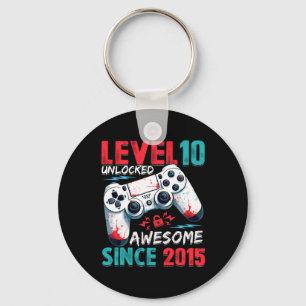10th Birthday Boy Level 10 Unlocked Awesome Since Keychain
