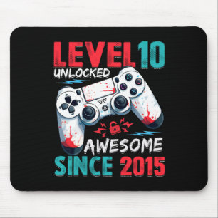 10th Birthday Boy Level 10 Unlocked Awesome Since  Mouse Pad