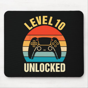 10th Birthday Boy Level 10 Unlocked Video Gamer 10 Mouse Pad