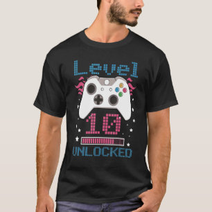 10th Birthday Boy Level 10 Unlocked Video Gamer Bi T-Shirt