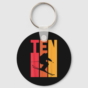 10th Birthday Boy Retro Ski Lover Skier 10 Years O Keychain