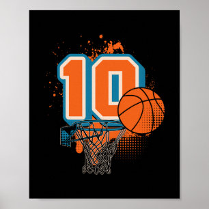10th Birthday Boy Sketll Player Sketll 10 Years Ol Poster