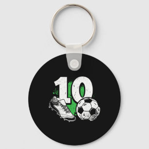 10th Birthday Boy Soccer Player Footll 10 Years Ol Keychain