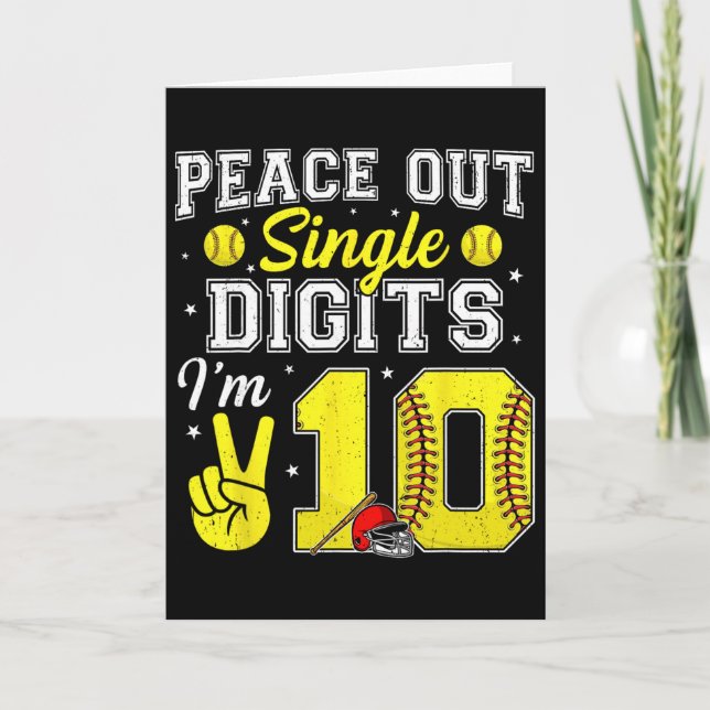10th Birthday Boy Softll Peace Out Single Digits 1 Card (Front)