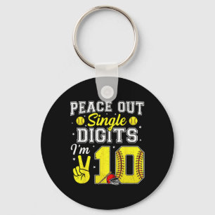 10th Birthday Boy Softll Peace Out Single Digits 1 Keychain