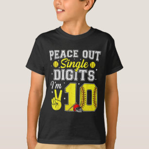 10th Birthday Boy Softll Peace Out Single Digits 1 T-Shirt