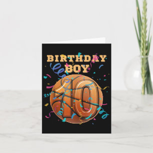 10th Birthday Boy Ten 10 Years Old Basketball Play Card