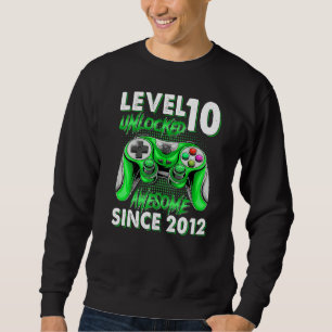 10th Birthday Boys 10 Year Old Level 10 Unlocked V Sweatshirt