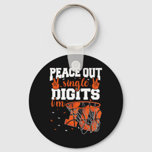 10th Birthday Boys Bysketbyll Peace Out Single Dig Keychain