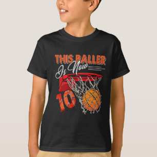 10th Birthday Bysketbyll Fun 10 Years Old Kids Gif T-Shirt