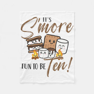 10th Birthday Campfire Marshmallow It's S'more Fun Fleece Blanket
