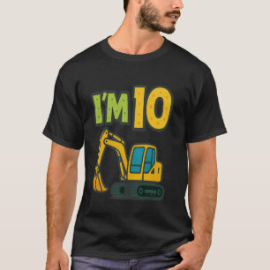 10th Birthday Cartoon Yellow Crawler Excavator 10 T-Shirt