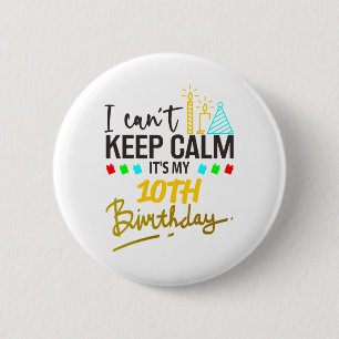 10th birthday child girl and boy 2 inch round button