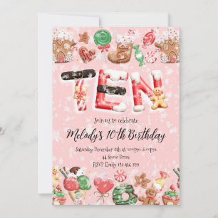 10th Birthday Christmas Party Invitation