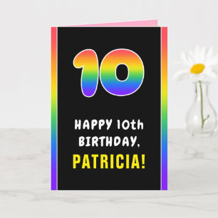 10th Birthday: Colourful Rainbow # 10, Custom Name Card